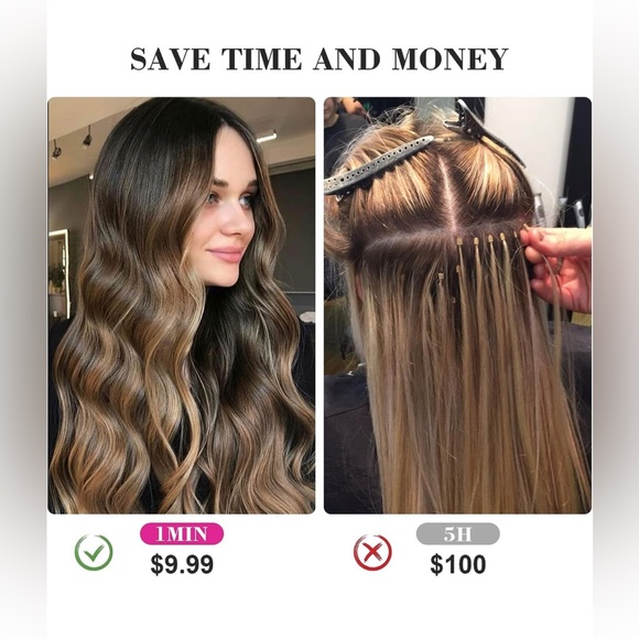 REECHO 20" 1-pack 3/4 Full Head Curly Wave Clips in on Synthetic Hair Extensions - Picture 11 of 11